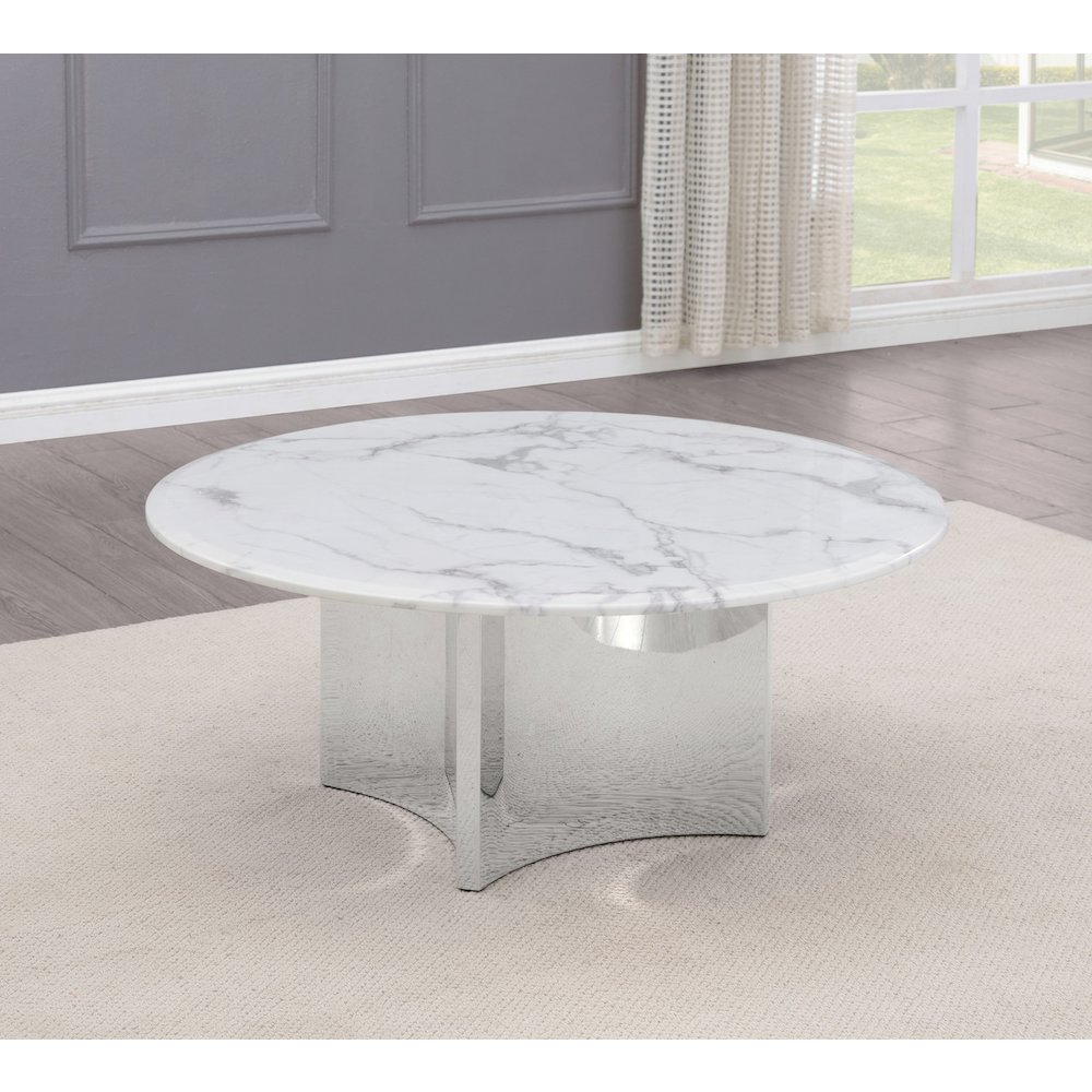 Circle Coffee White Marble Table Top