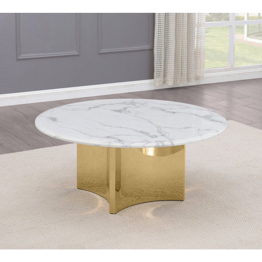 Circle Coffee White Marble Table Top