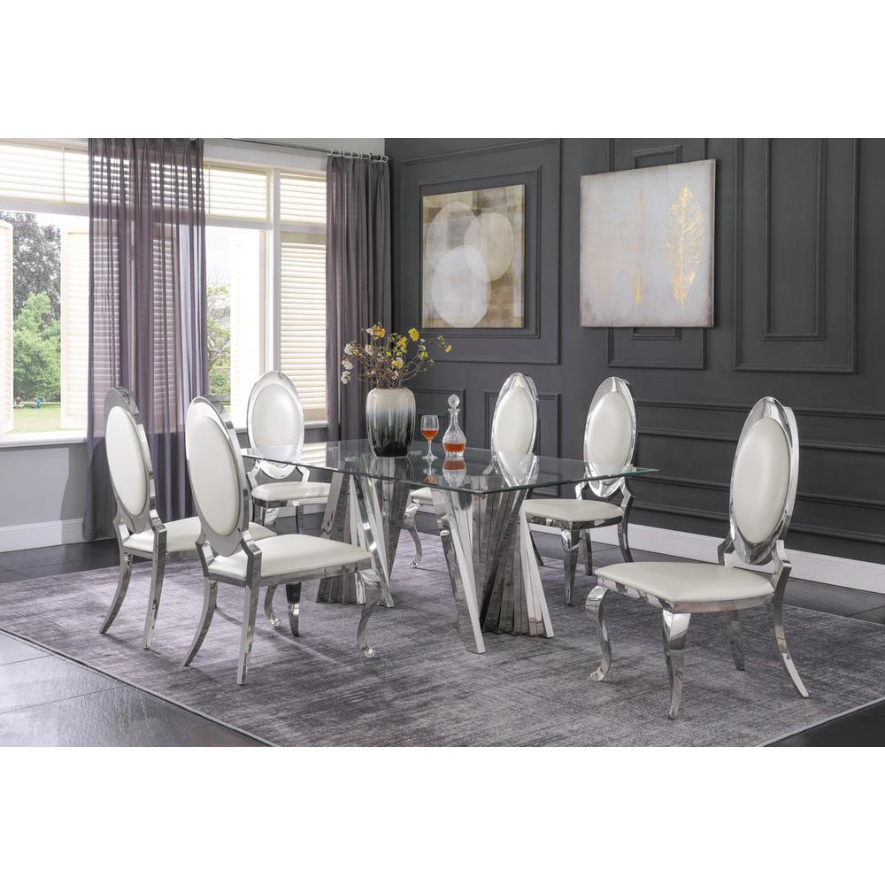 Classic 7pc Dining Set w/Faux Leather Side Chair