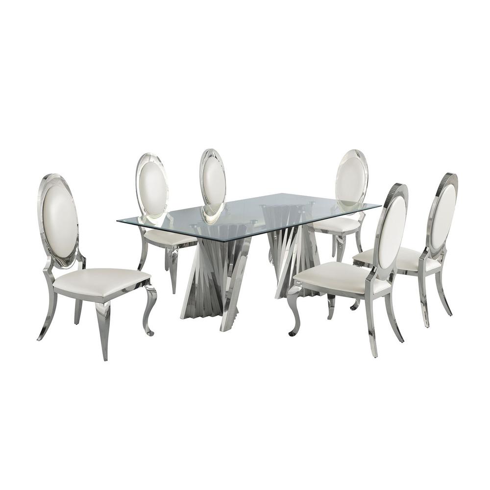 Classic 7pc Dining Set w/Faux Leather Side Chair