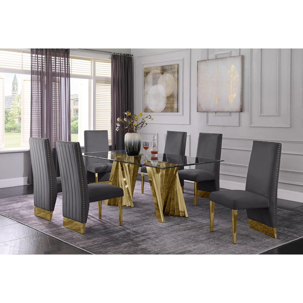 Classic 7pc Dining Set w/Pleated Side Chair