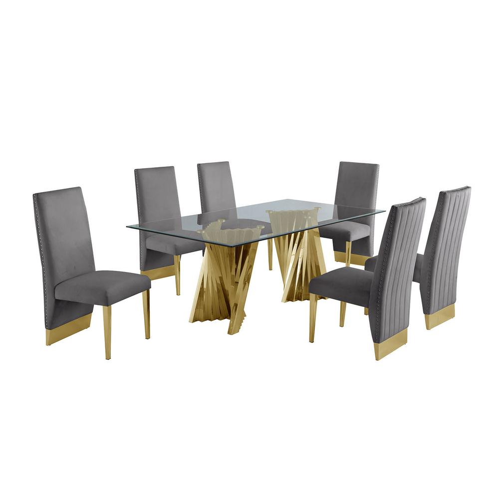 Classic 7pc Dining Set w/Pleated Side Chair