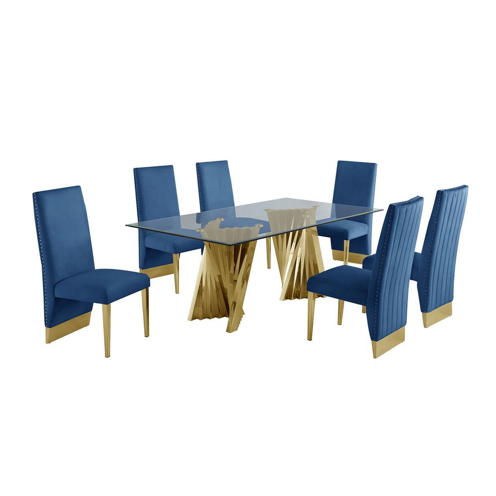 Classic 7pc Dining Set w/Pleated Side Chair