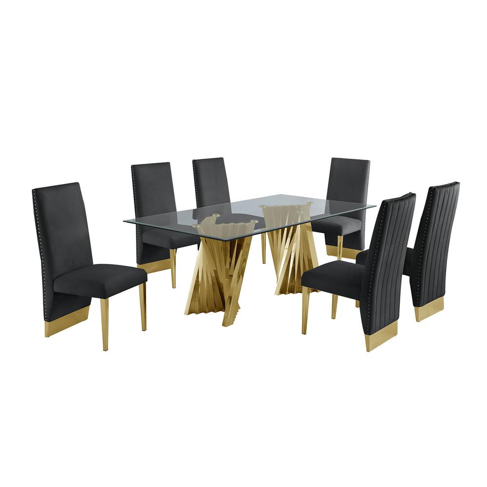 Classic 7pc Dining Set w/Pleated Side Chair