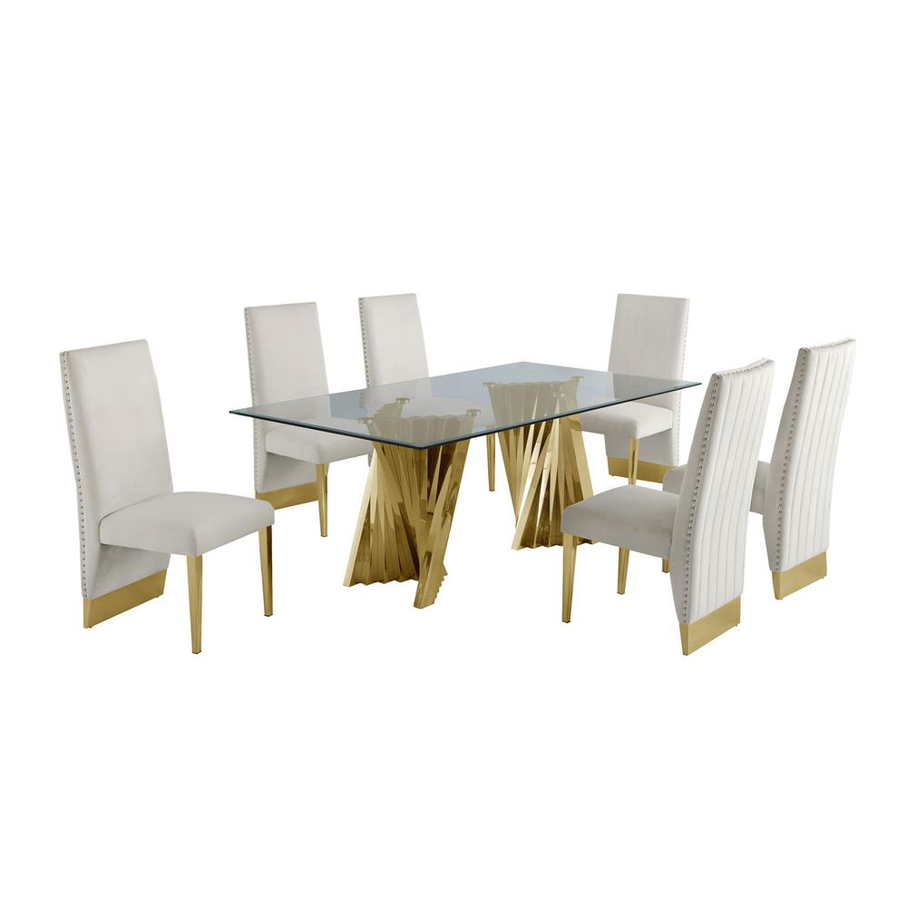 Classic 7pc Dining Set w/Pleated Side Chair