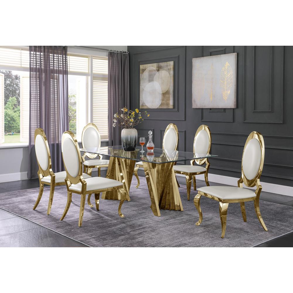 Classic 7pc Dining Set w/Faux Leather Side Chair