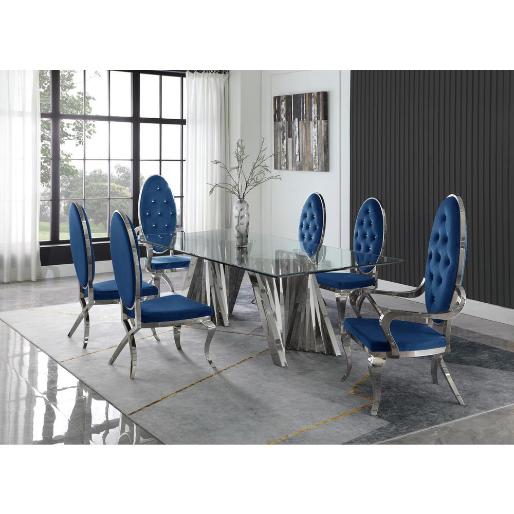 Classic 7pc Dining Set w/Uph Tufted Side/Arm Chair