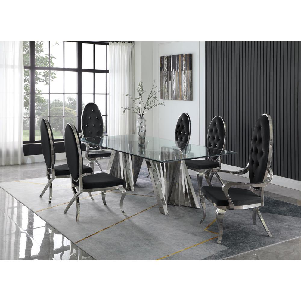 Classic 7pc Dining Set w/Uph Tufted Side/Arm Chair