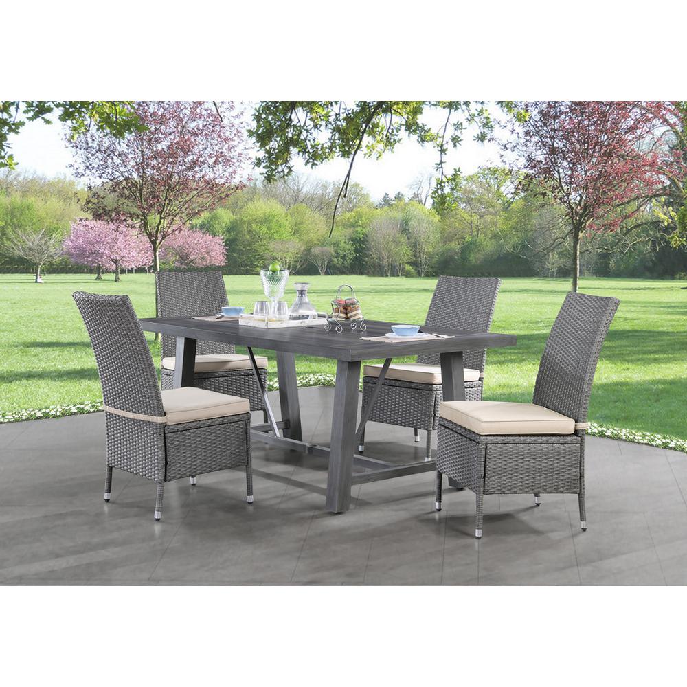 5-piece outdoor dining table in grey aluminum metal