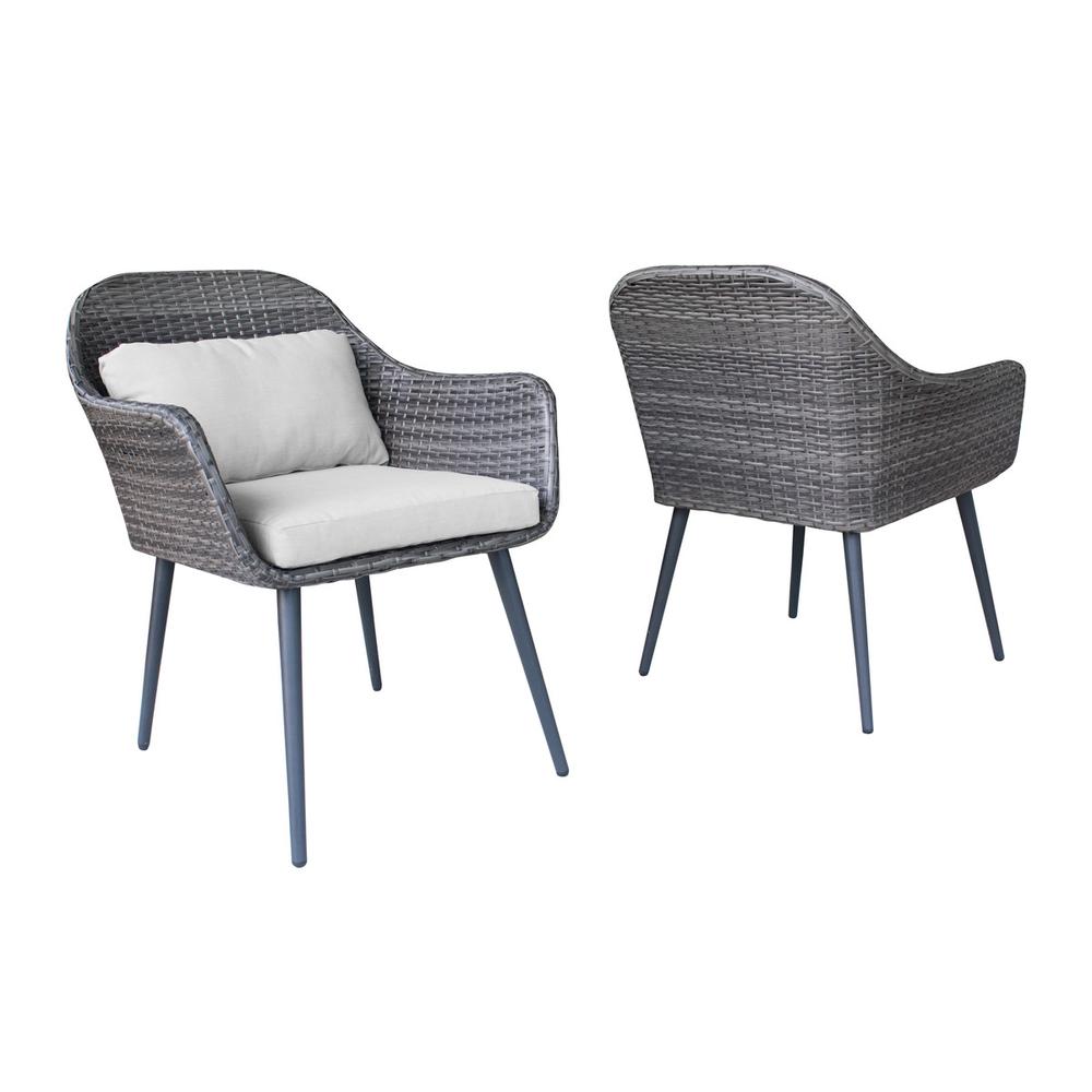 3-piece outdoor chat set in Grey (2 side chairs and 1 center table)