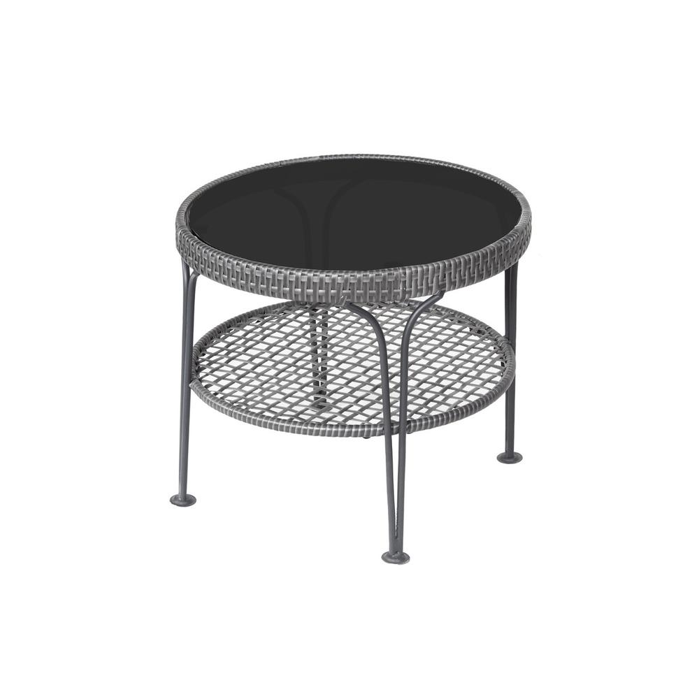 3-piece outdoor chat set in Grey (2 side chairs and 1 center table)