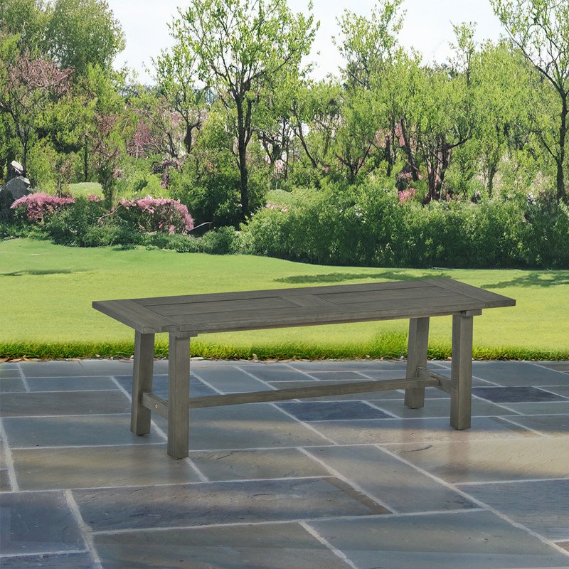 Rustic Outdoor Patio bench – Gray acacia wood frame