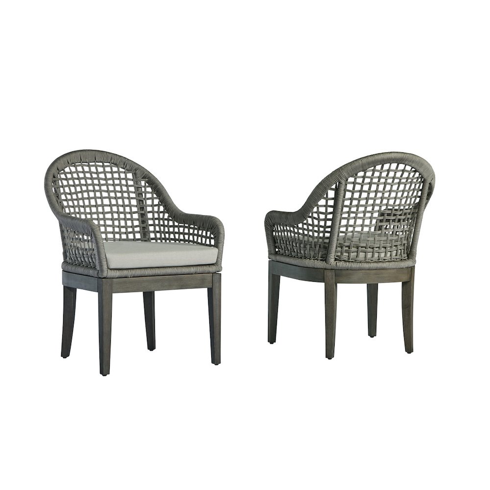 Outdoor Patio Dining Chairs (Set of 2) – Gray Acacia Wood Frame