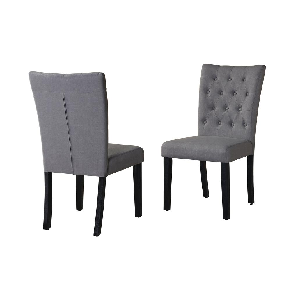 Classic Upholstered Side Chair Tufted in Linen Fabric