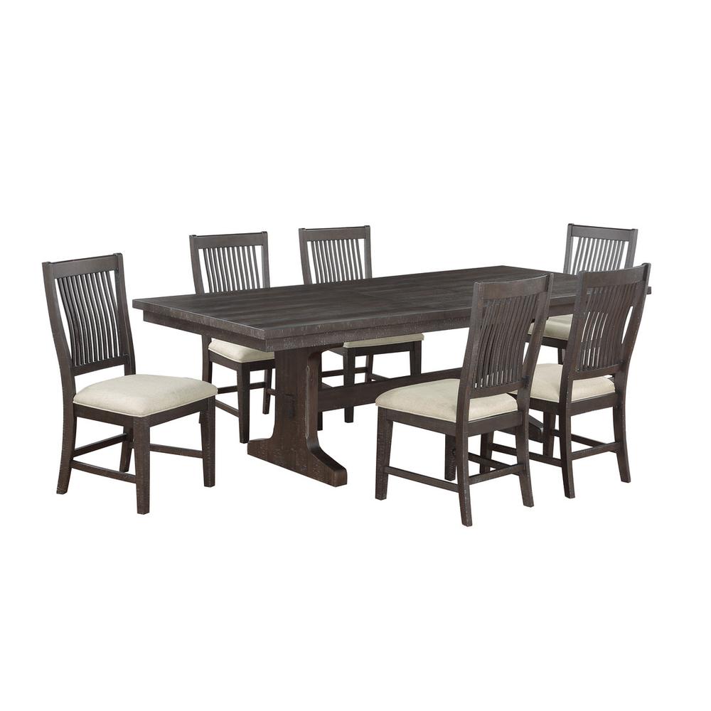 7pc dining set with rustic brown MDF wood