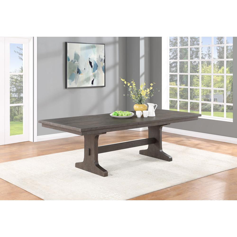 78″ Extendable rustic brown wood dining table with pedestal