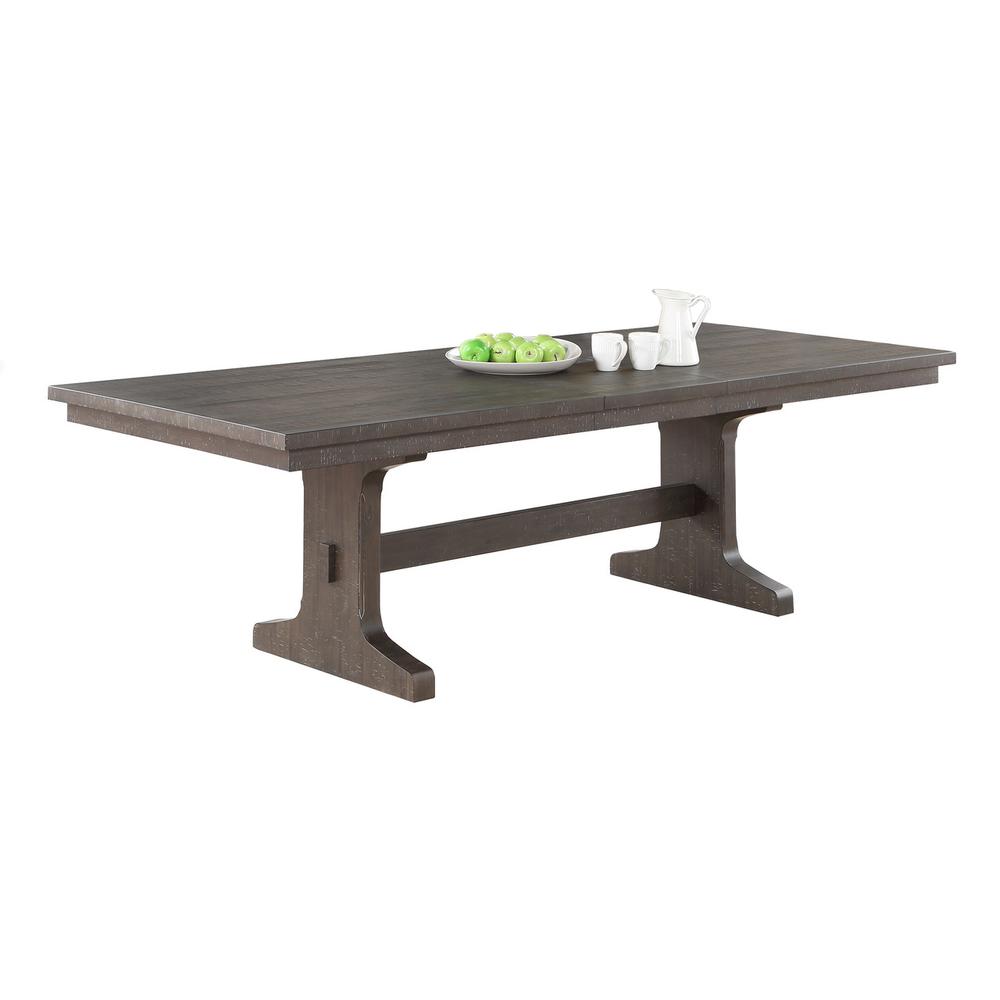 78″ Extendable rustic brown wood dining table with pedestal