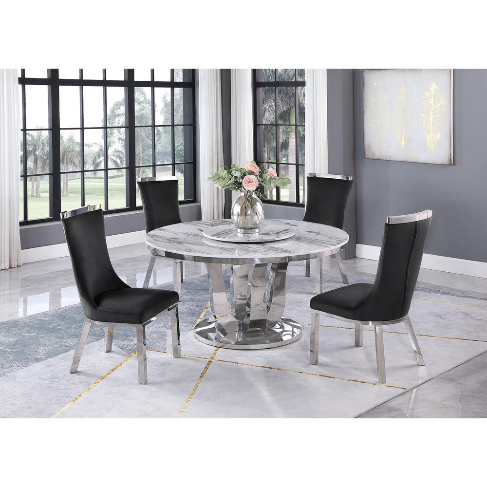 and 4 upholstered dining chairs