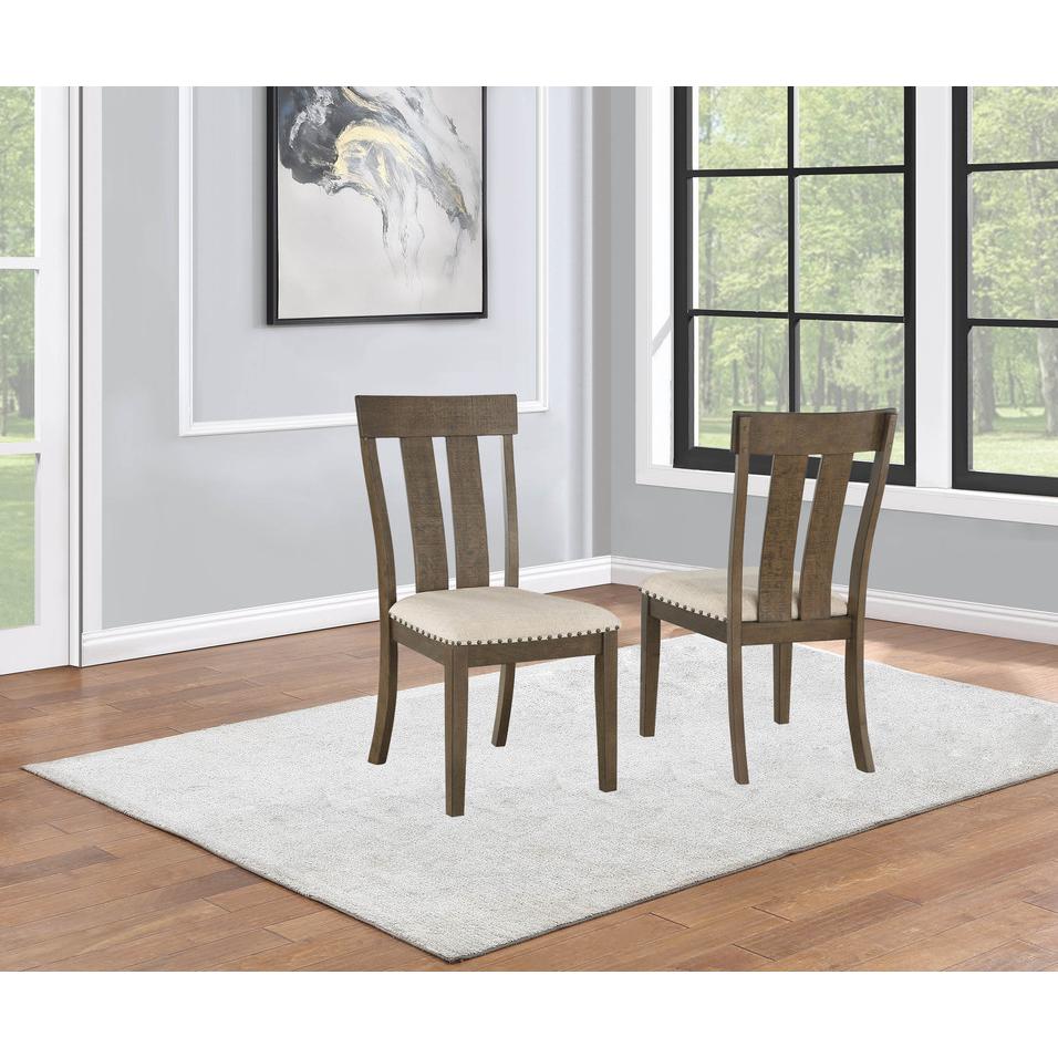5 piece dining table set in brown oak color with 4 side chairs