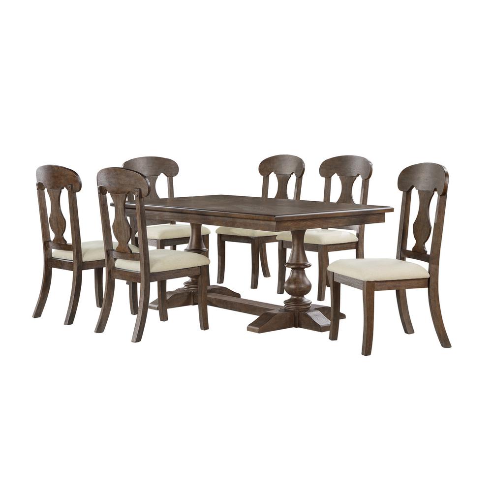 7pc Traditional  style dining set in rustic oak color