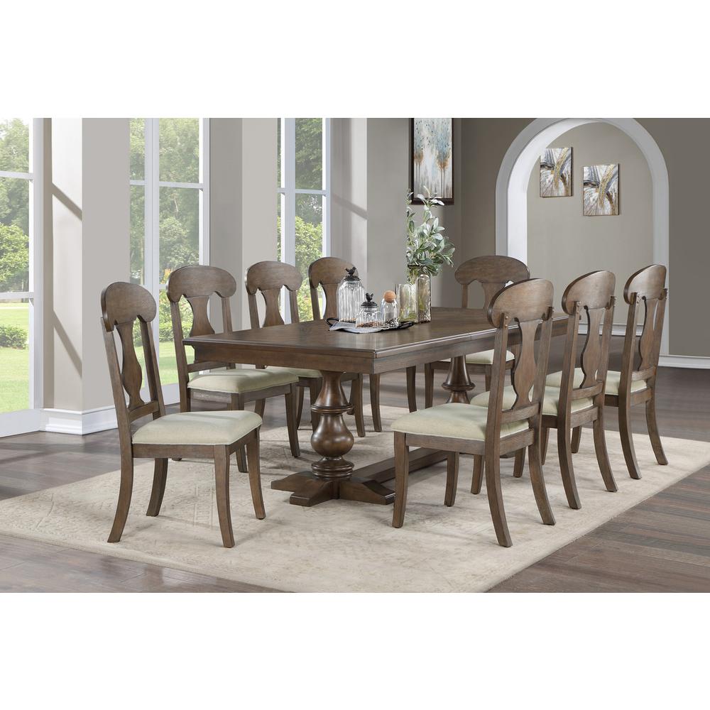 9pc traditional dining set in rustic oak color and an extandable dining table