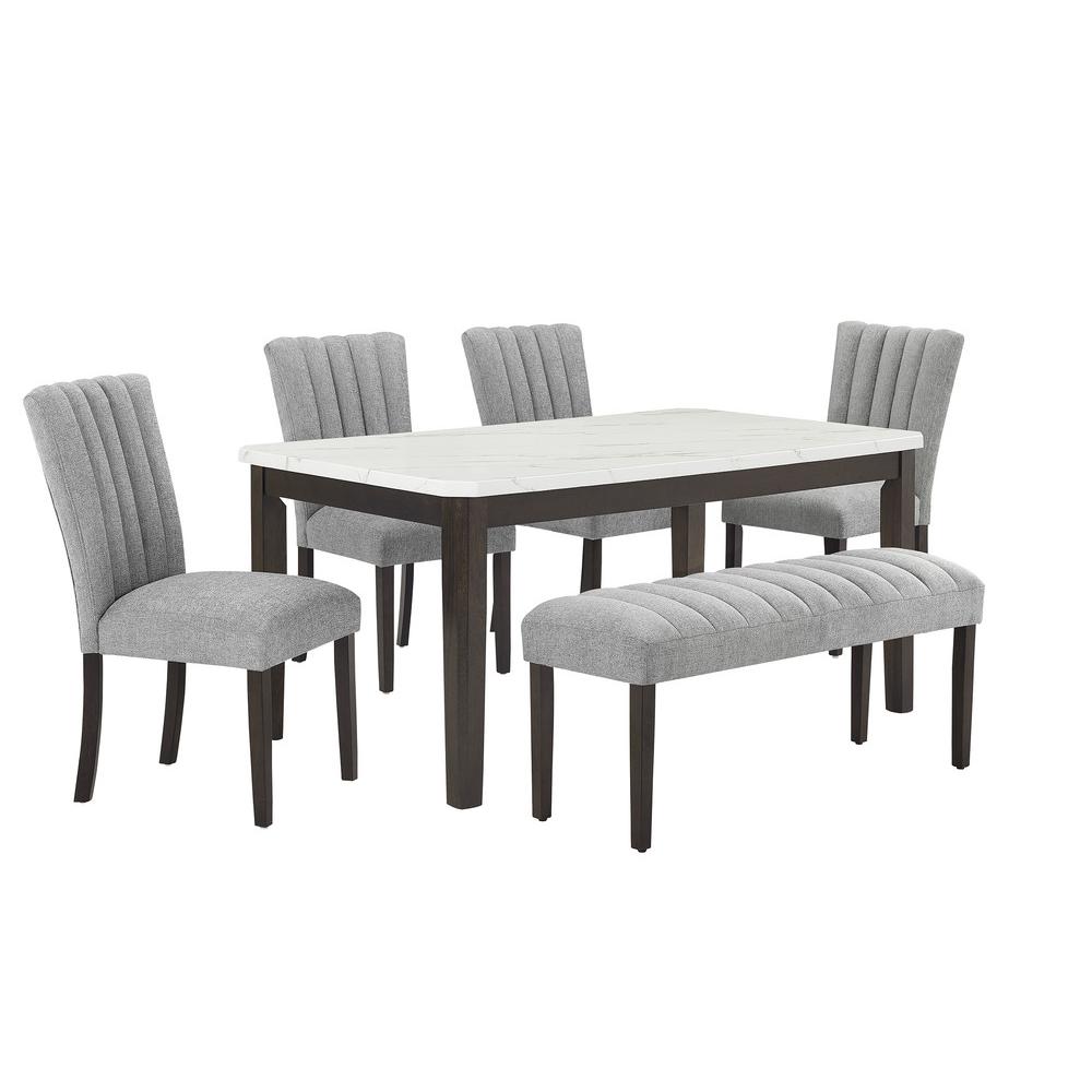 6-piece dining set with 1 white table