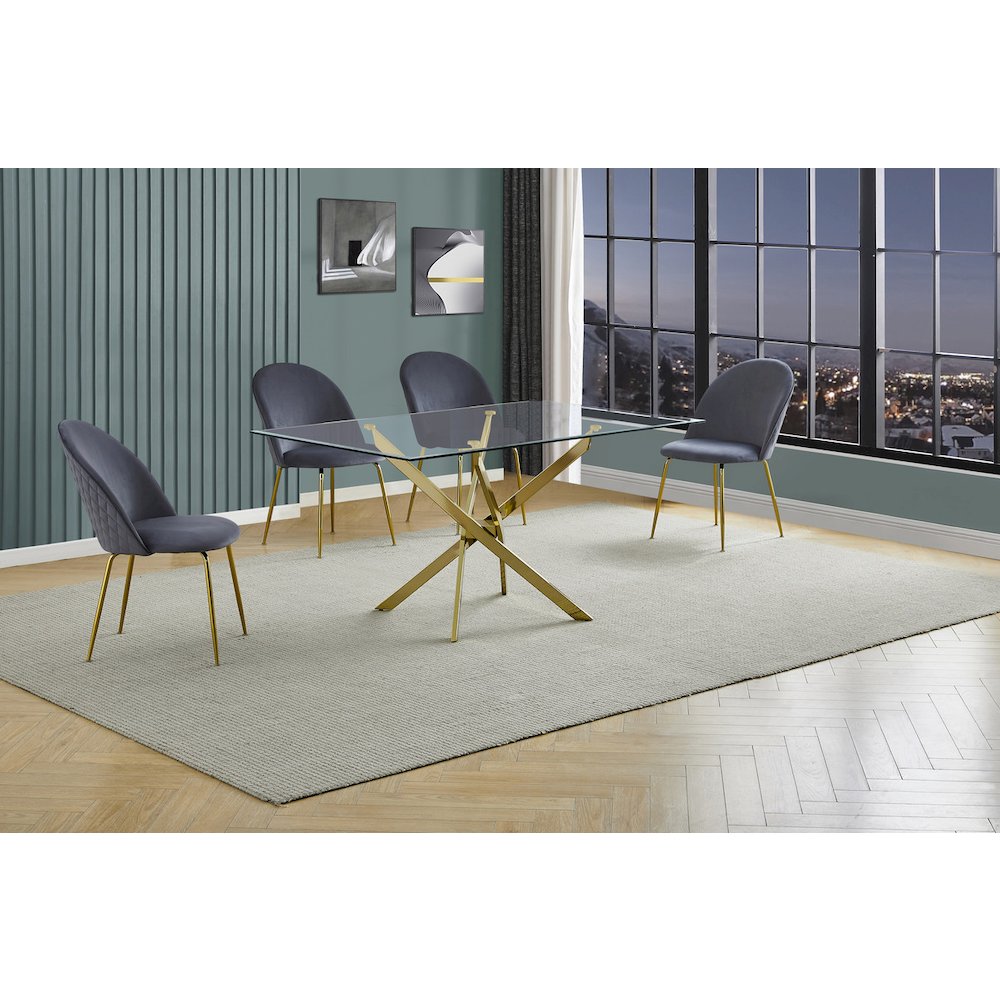 5 piece dining set- Rectangular dining table with 4 Dark grey side chairs