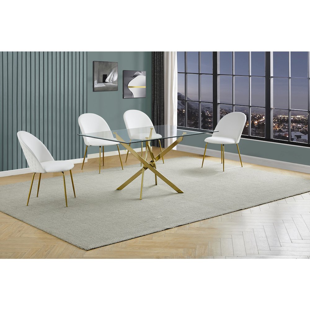 5 piece dining set- Rectangular dining table with 4 White side chairs