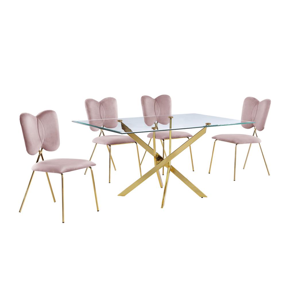 5pc dining Set- Rectangle table with Pink
