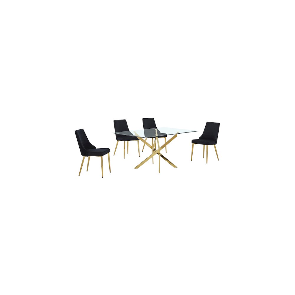 Best Quality Furniture Clear Glass Dining Set With Velvet Upholstered Chairs