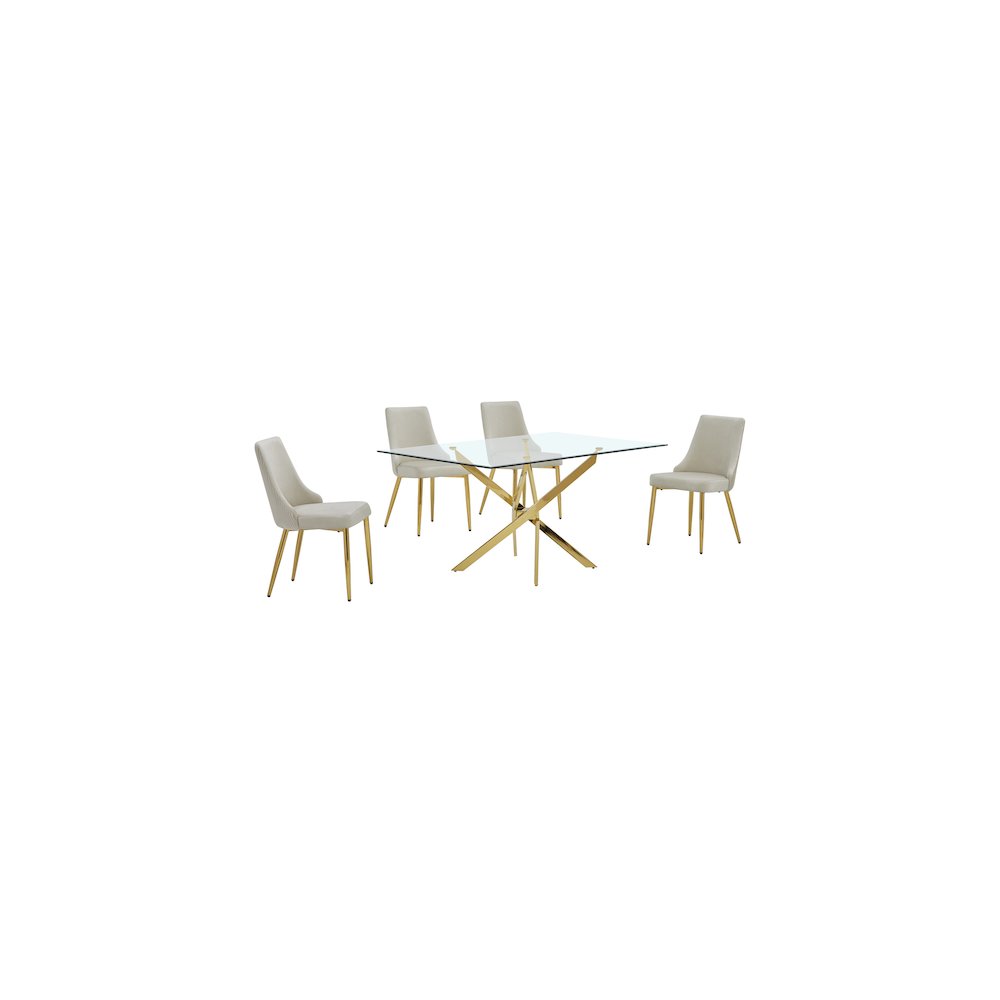 Best Quality Furniture Clear Glass Dining Set With Velvet Upholstered Chairs