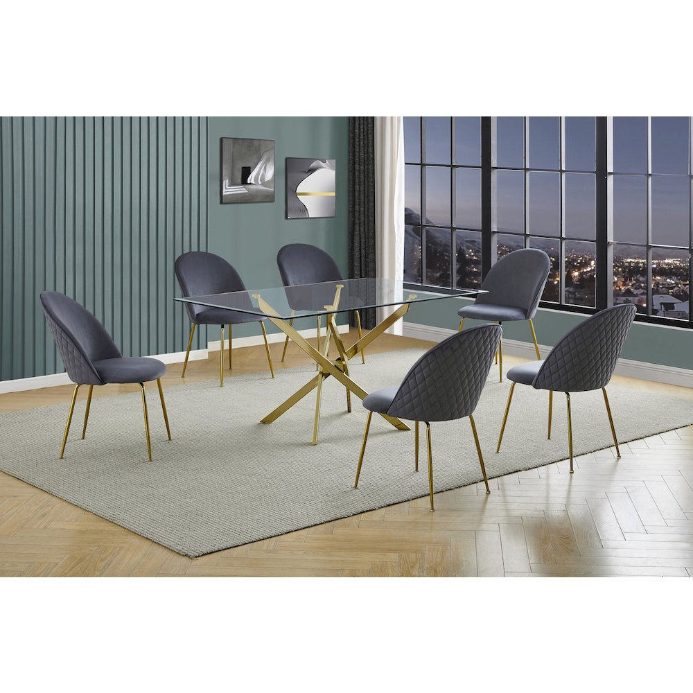 7 piece dining set- Rectangular dining table with 6 Dark grey side chairs