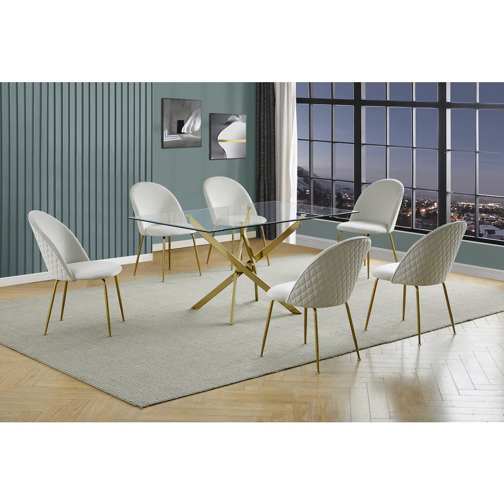 7 piece dining set- Rectangular dining table with 6 Cream side chairs