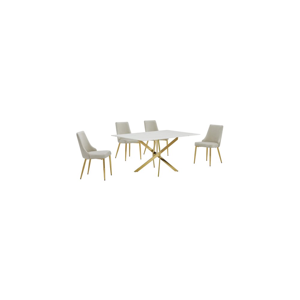Best Quality Furniture White Marble Wrap Glass Dining Set With Velvet Chairs