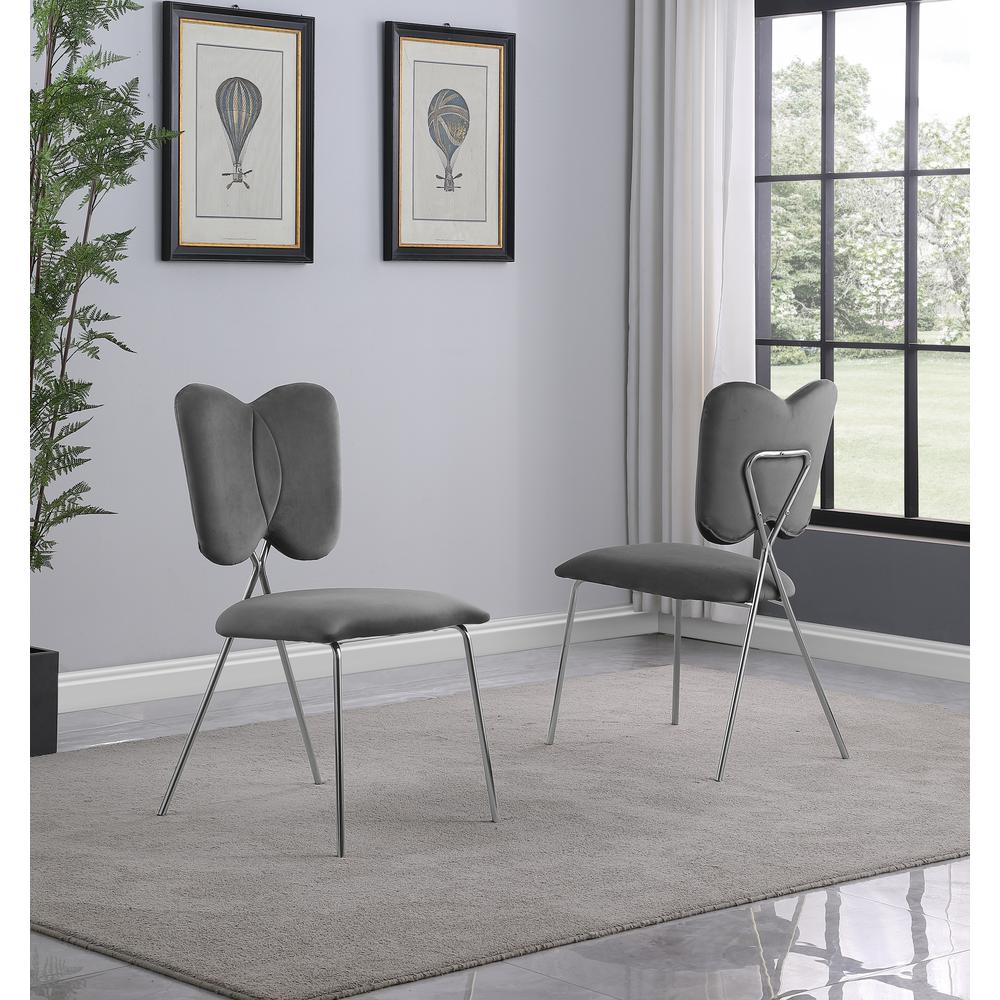 Dark Grey Velvet Guest Side Chair with Wingback