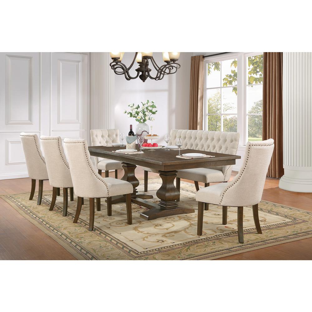 Best Quality Furniture beige linen side bench