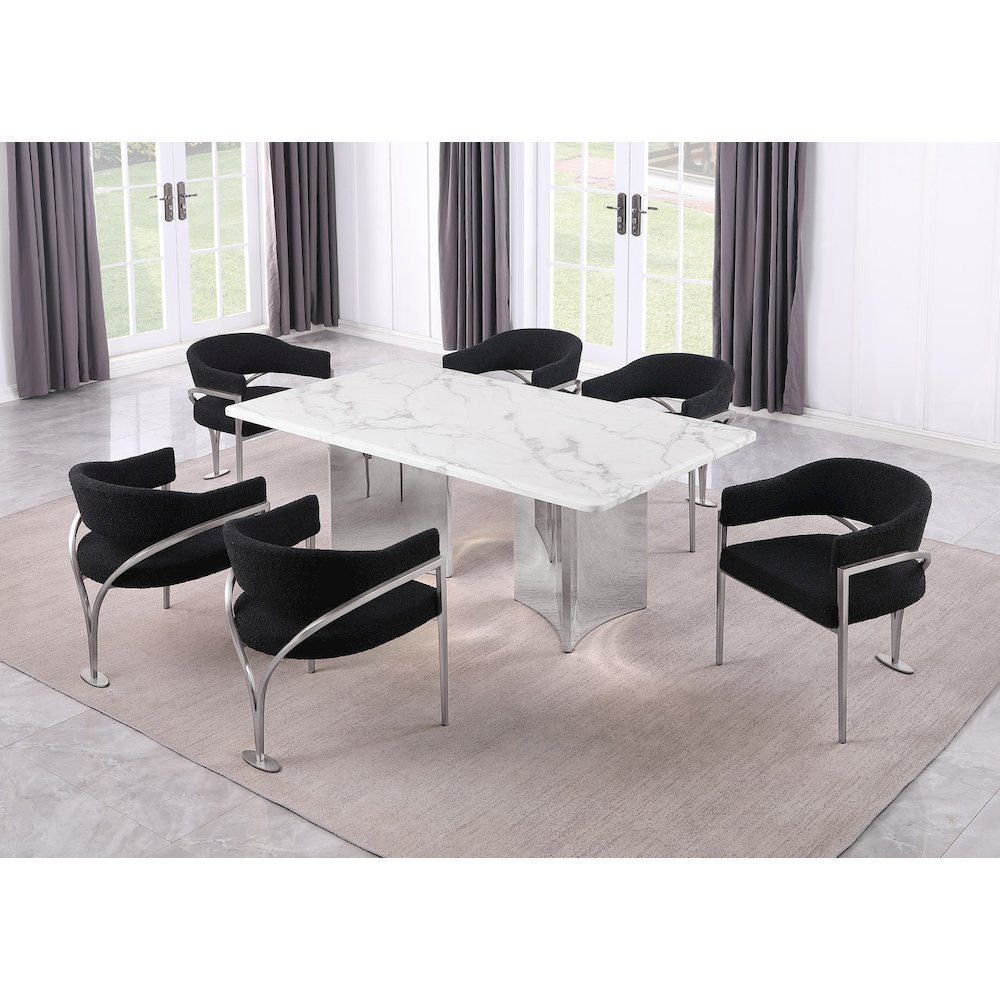 7pc 38mm Marble Top Dining Set Black Chiars