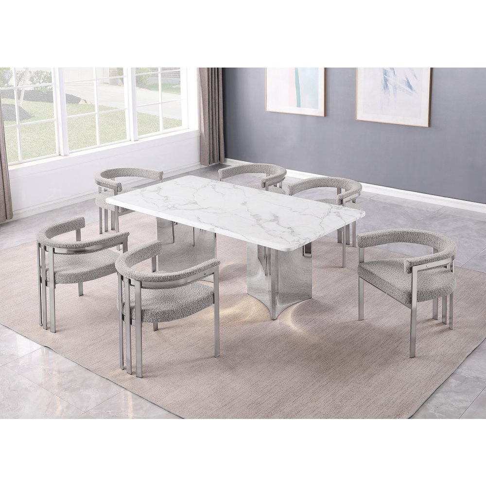 7pc 38mm Marble Top Dining Set 6 Rich Gray Chiars