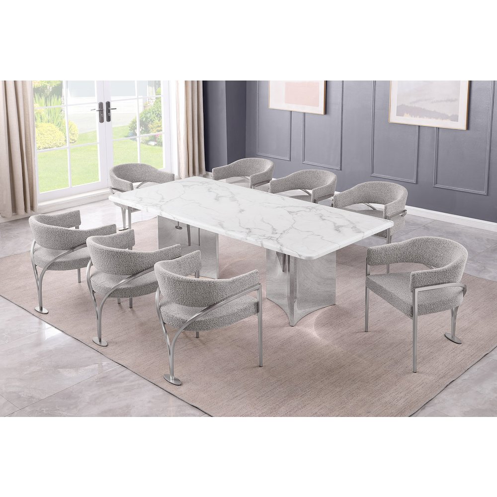 9pc 38mm Marble Top Dining Set Rich Gray Chiars