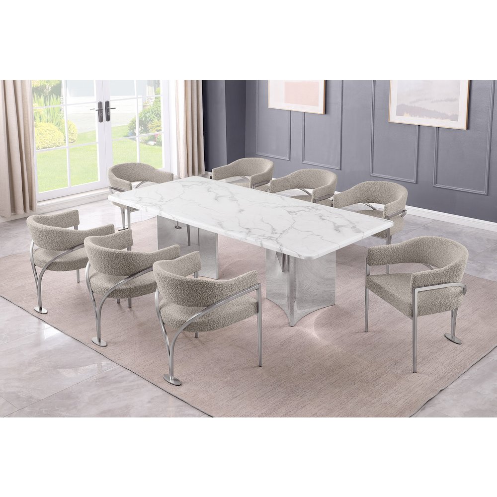9pc 38mm Marble Top Dining Set Gray Chiars