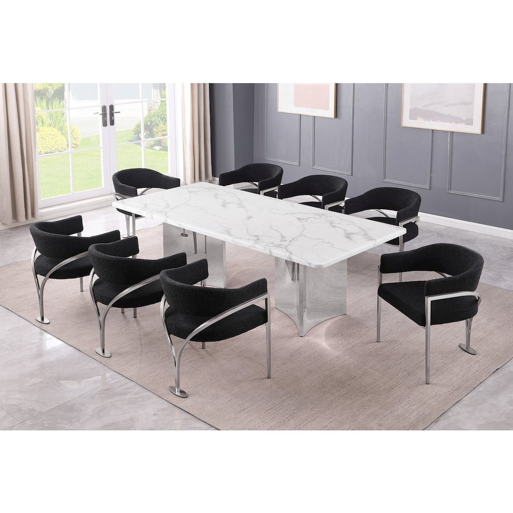 9pc 38mm Marble Top Dining Set Black Chiars