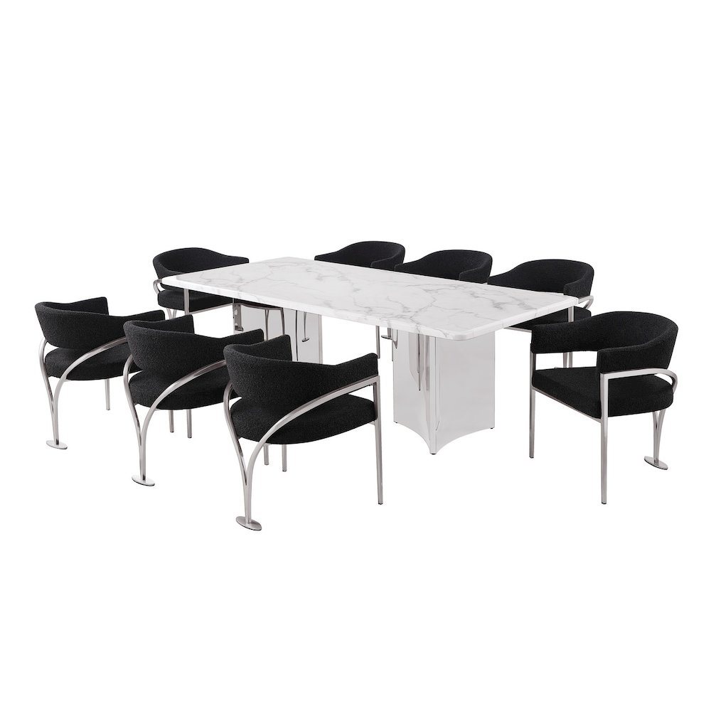 9pc 38mm Marble Top Dining Set Black Chiars