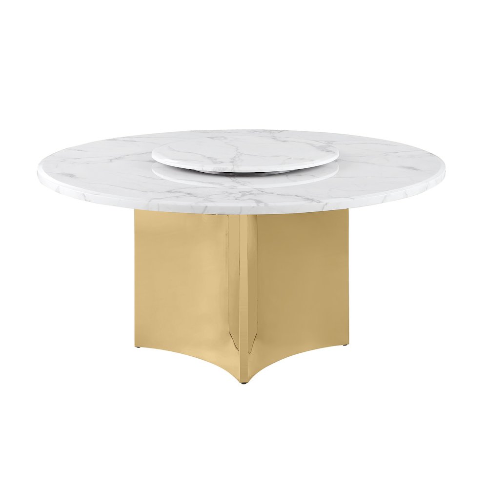 60″  Circle White Marble Top 38mm With Gold Stainless Steel Base