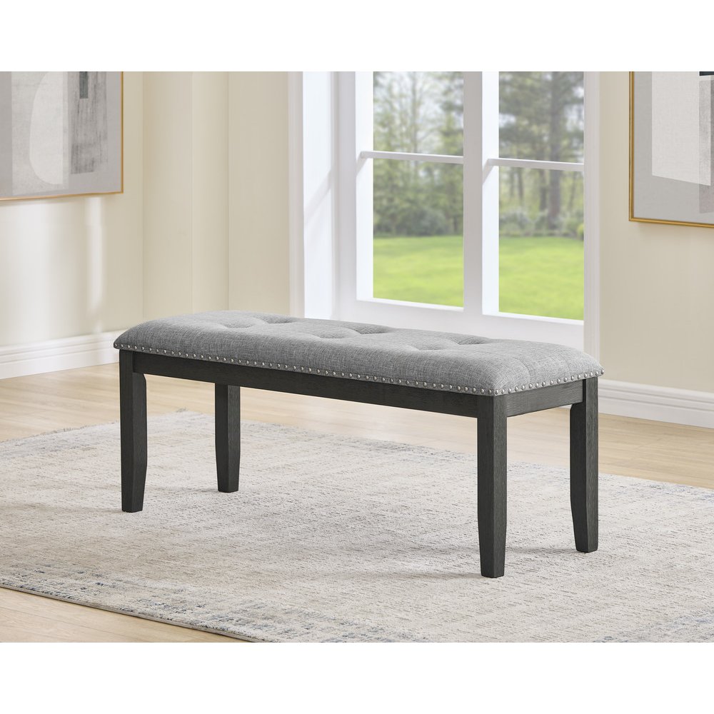 Upholstered Dining Bench With Rustic Gray