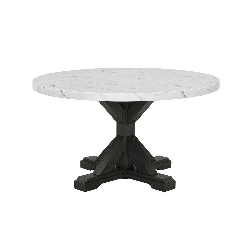 Best Quality Furntirue Round Faux Marble Top On Rustic Gray Mdf/Wood Base