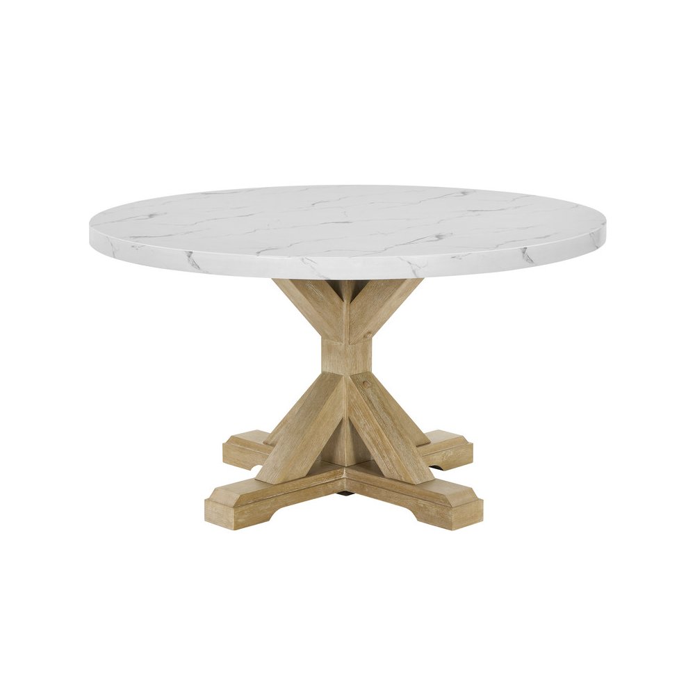 Best Quality Furntirue Round Faux Marble Top On Rustic Beige Mdf/Wood Base
