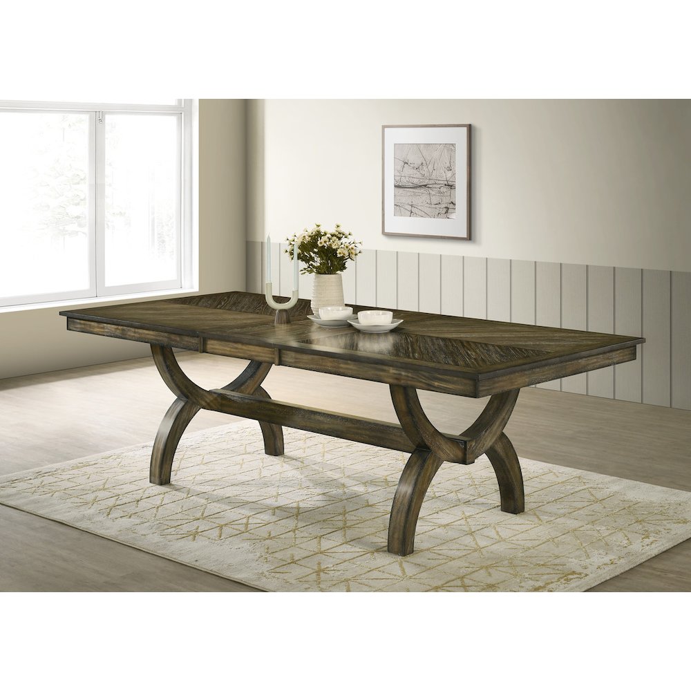 7pc wood dining set with extendable table