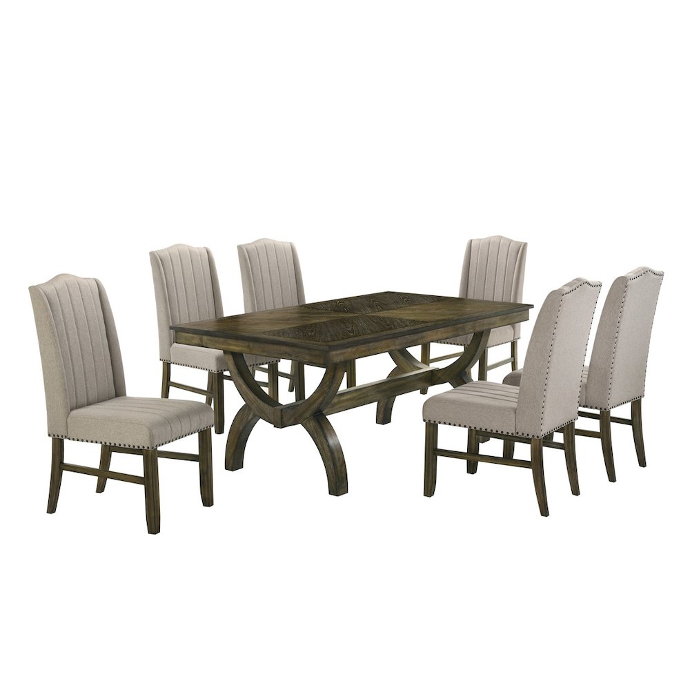 7pc wood dining set with extendable table