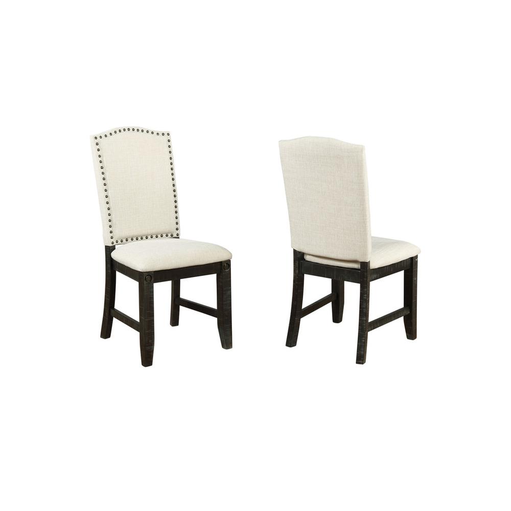Classic Upholstered Side Chair w/ Nailhead Trim in Linen Fabric **Set of 2**