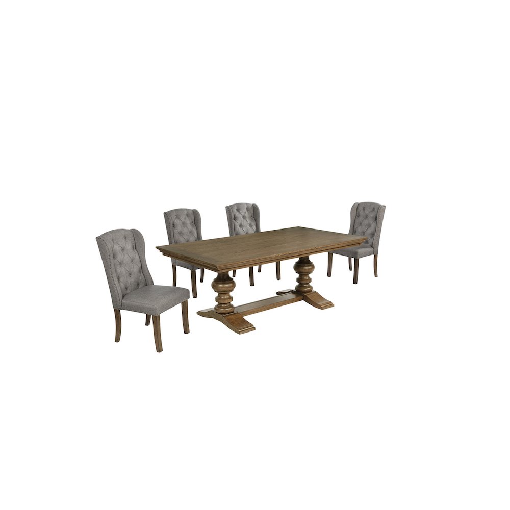 Dinging Set With 6 Dark Grey Side Chairs And One 72″ Wood Dining Table